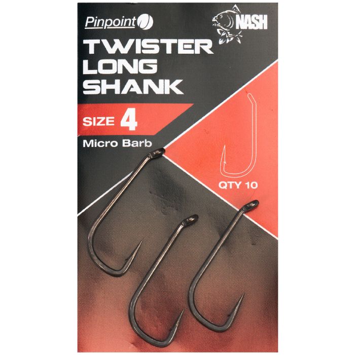 Nash Pinpoint Twister Long Shank Hooks Micro Barbed