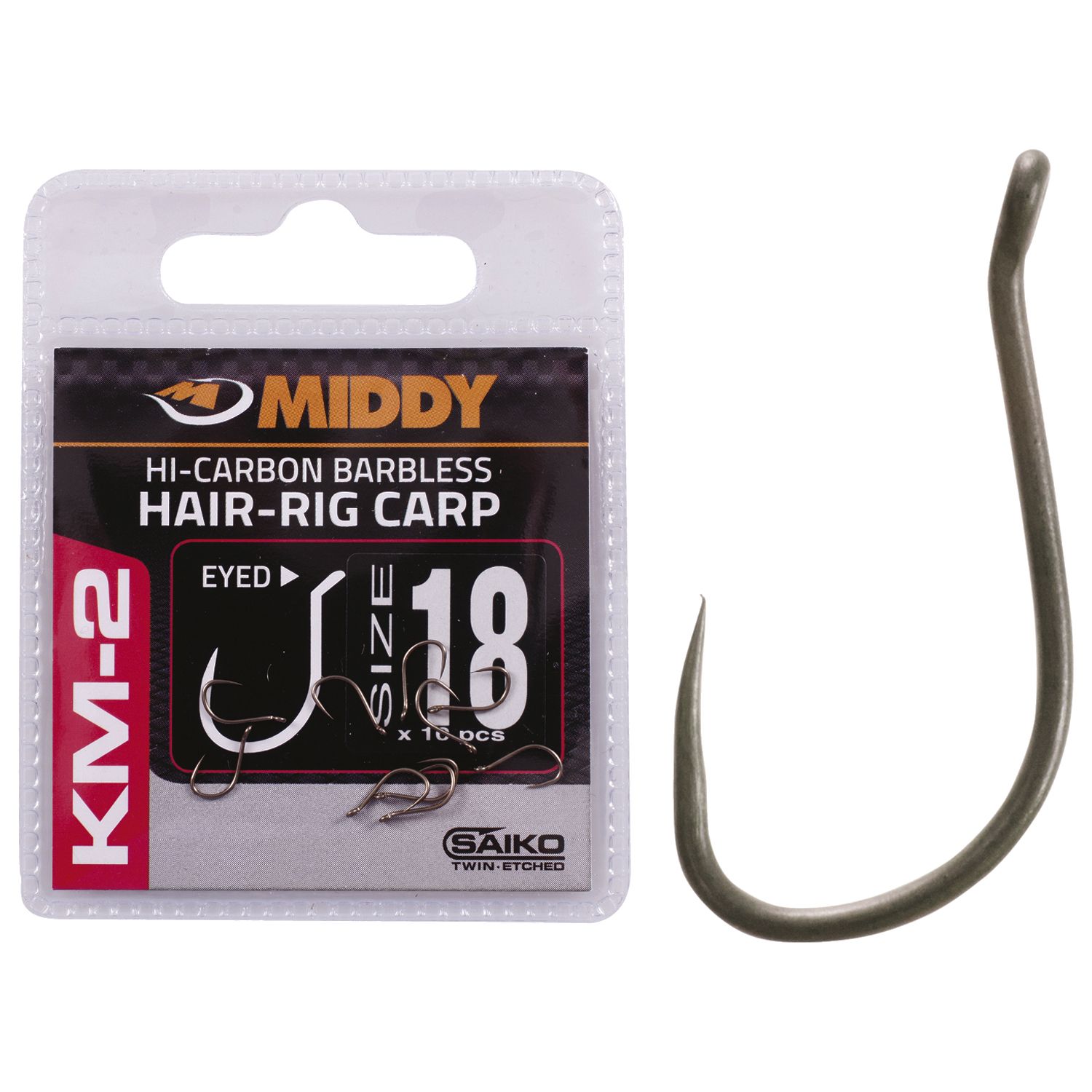 Middy KM-2 Hair-Rig Eyed Hooks